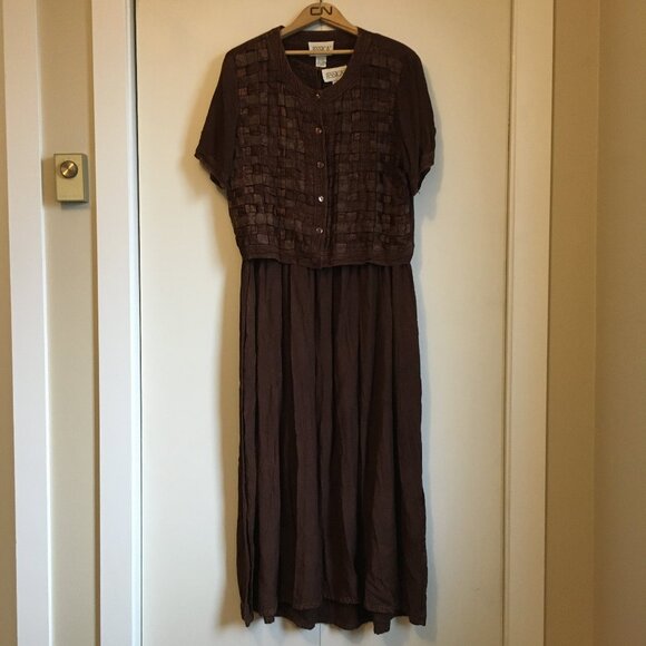 Vintage 90s Jessica Two Piece Maxi Bohemian Dress and Jacket - Picture 3 of 13